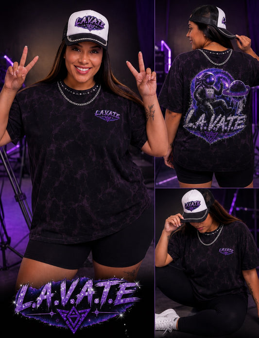Custom rhinestone hat and tee with chain accessories